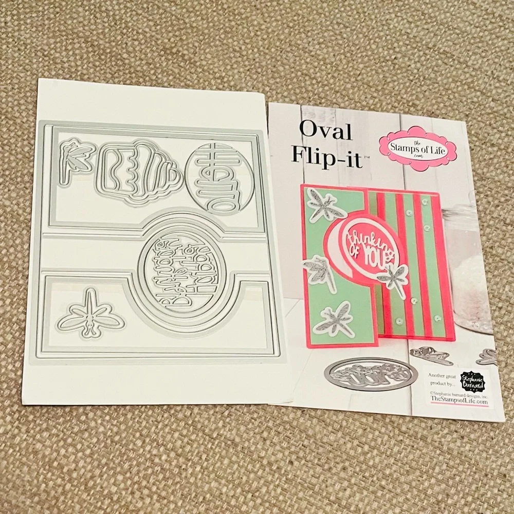 Oval Flip It Card Base 13pc Amazing NAME BRAND Die Cuts - Picture 13 of 14